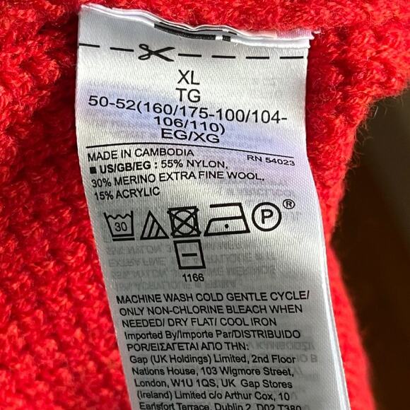 GAP Brooklyn Merino Wool Crew Neck Sweater in Red Heather SZ XL - Picture 8 of 11